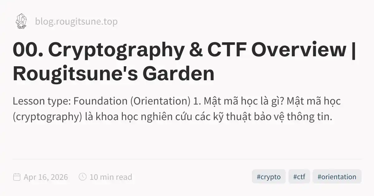 Ctf Cryptography 00. Cryptography & CTF Overview | Rougitsune's Garden