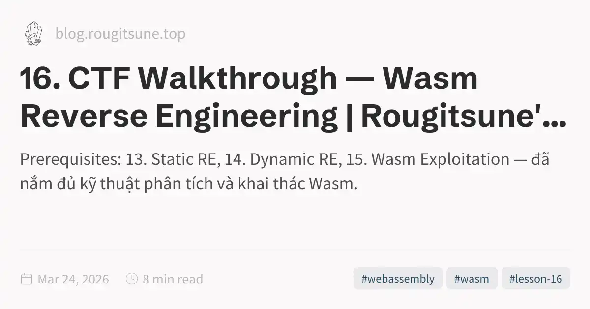16. CTF Walkthrough — Wasm Reverse Engineering | Rougitsune's Garden